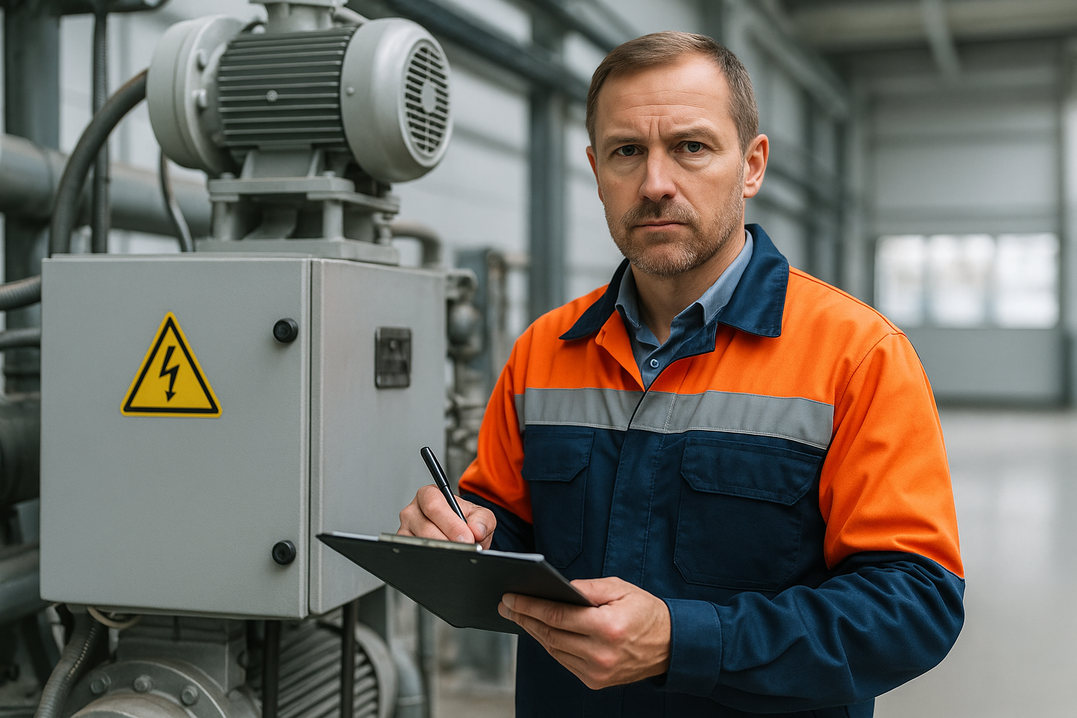 Technicien réalisant un audit de maintenance sur une ligne de production